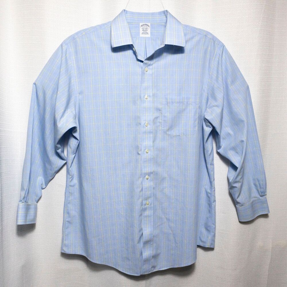 Brooks Brothers Madison Non Iron Supima Cotton Men's Dress Shirt 17 33 Plaid